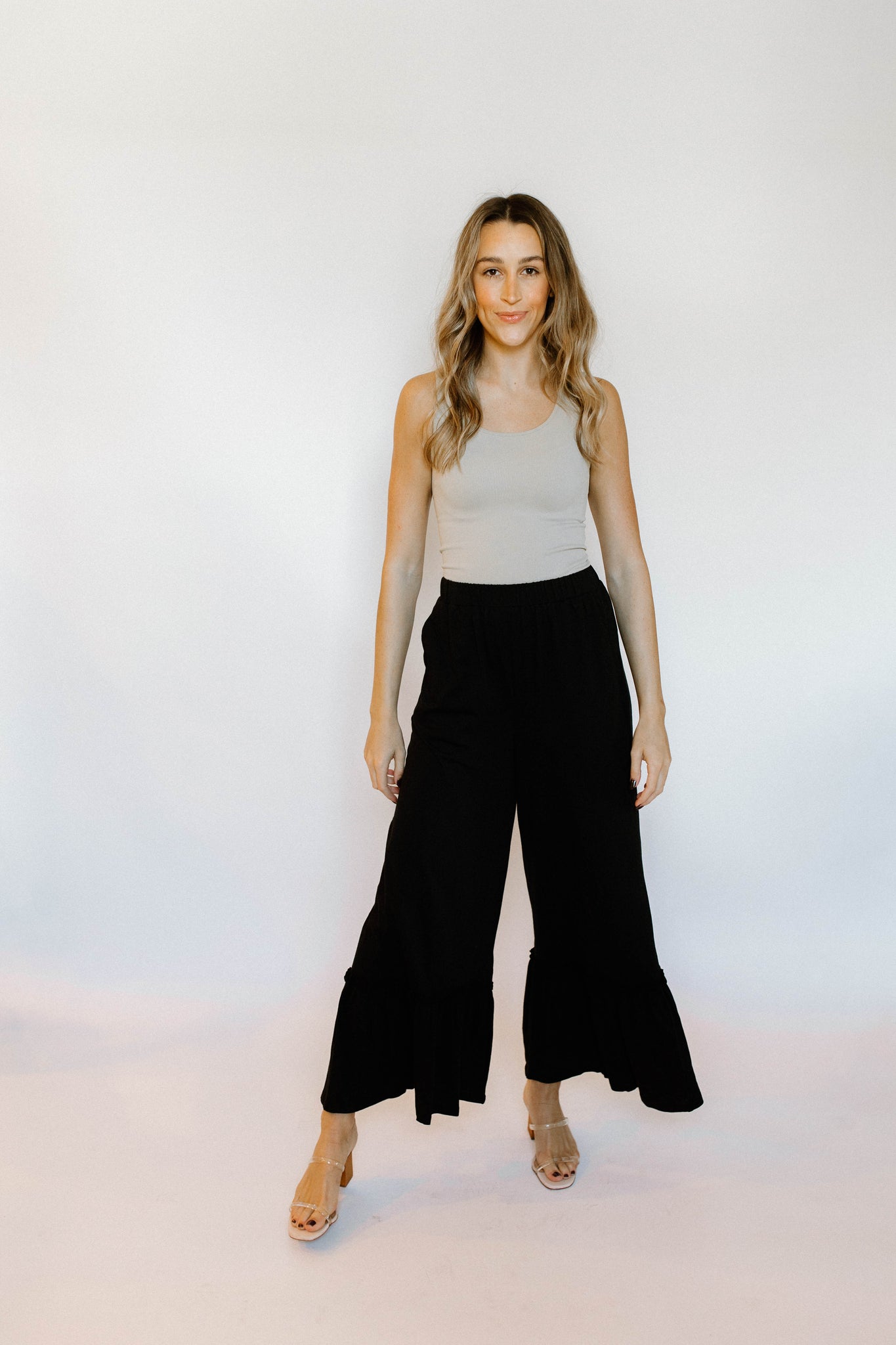 Bralin Wide Leg Ruffle Pants