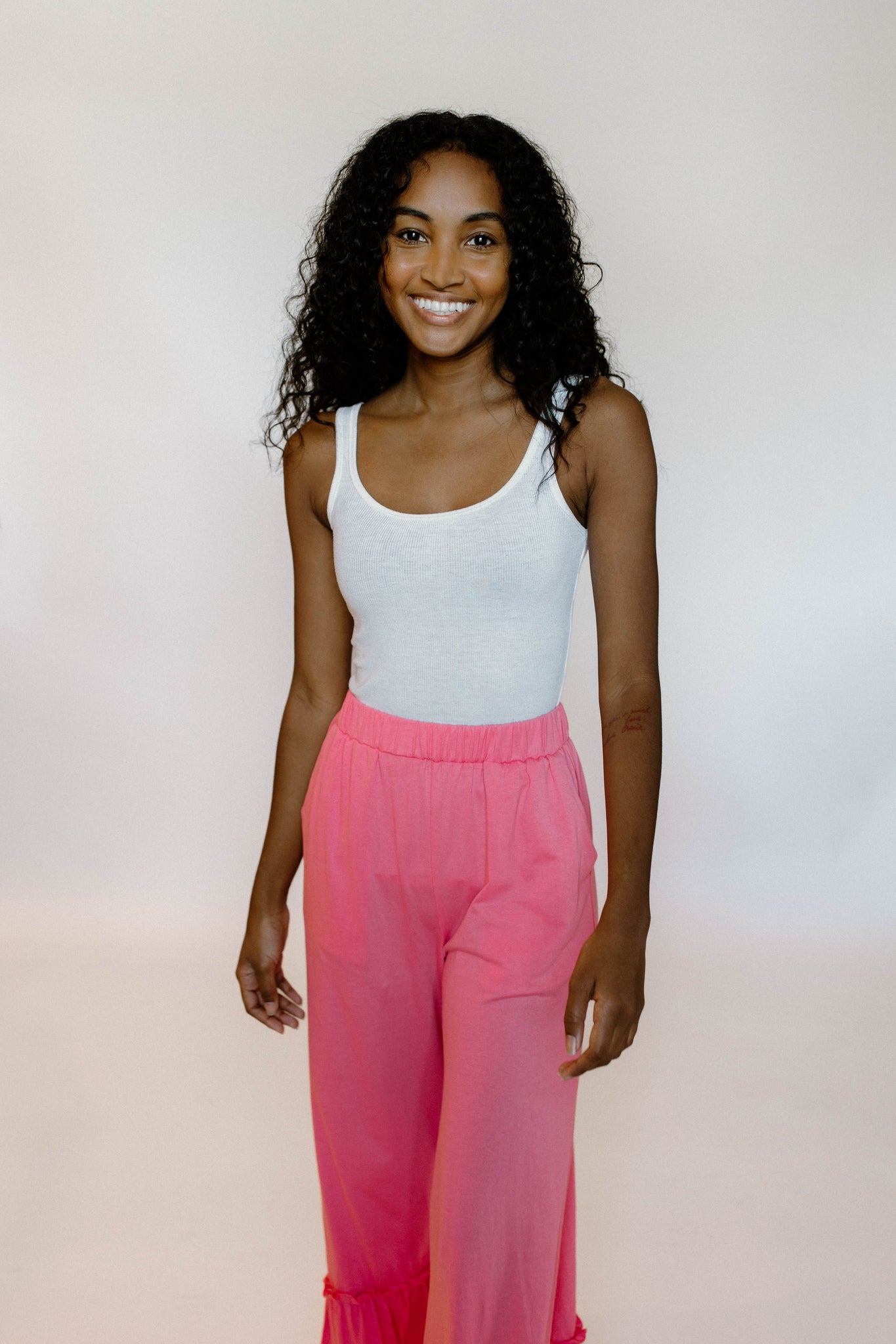 Bralin Wide Leg Ruffle Pants