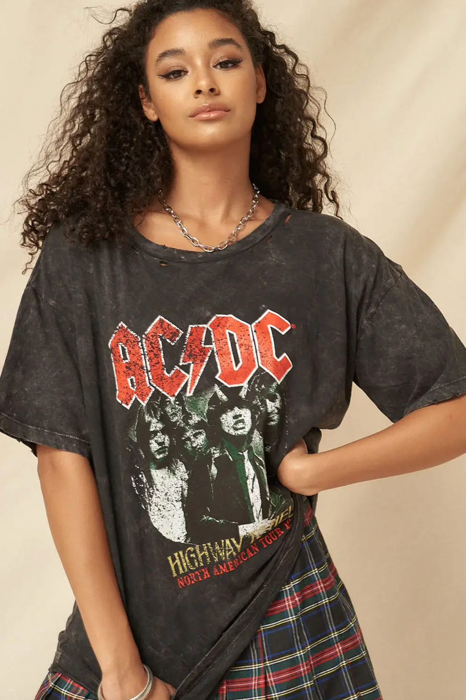 AC/DC Highway to Hell Distressed Vintage Band Tee