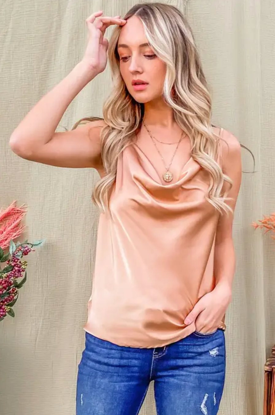 Grisel Cowl Neck Satin Cami Top