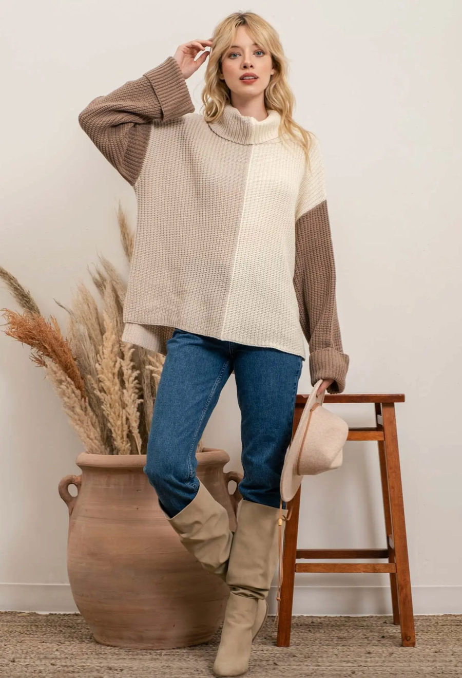 Cowl Turtleneck Sweater