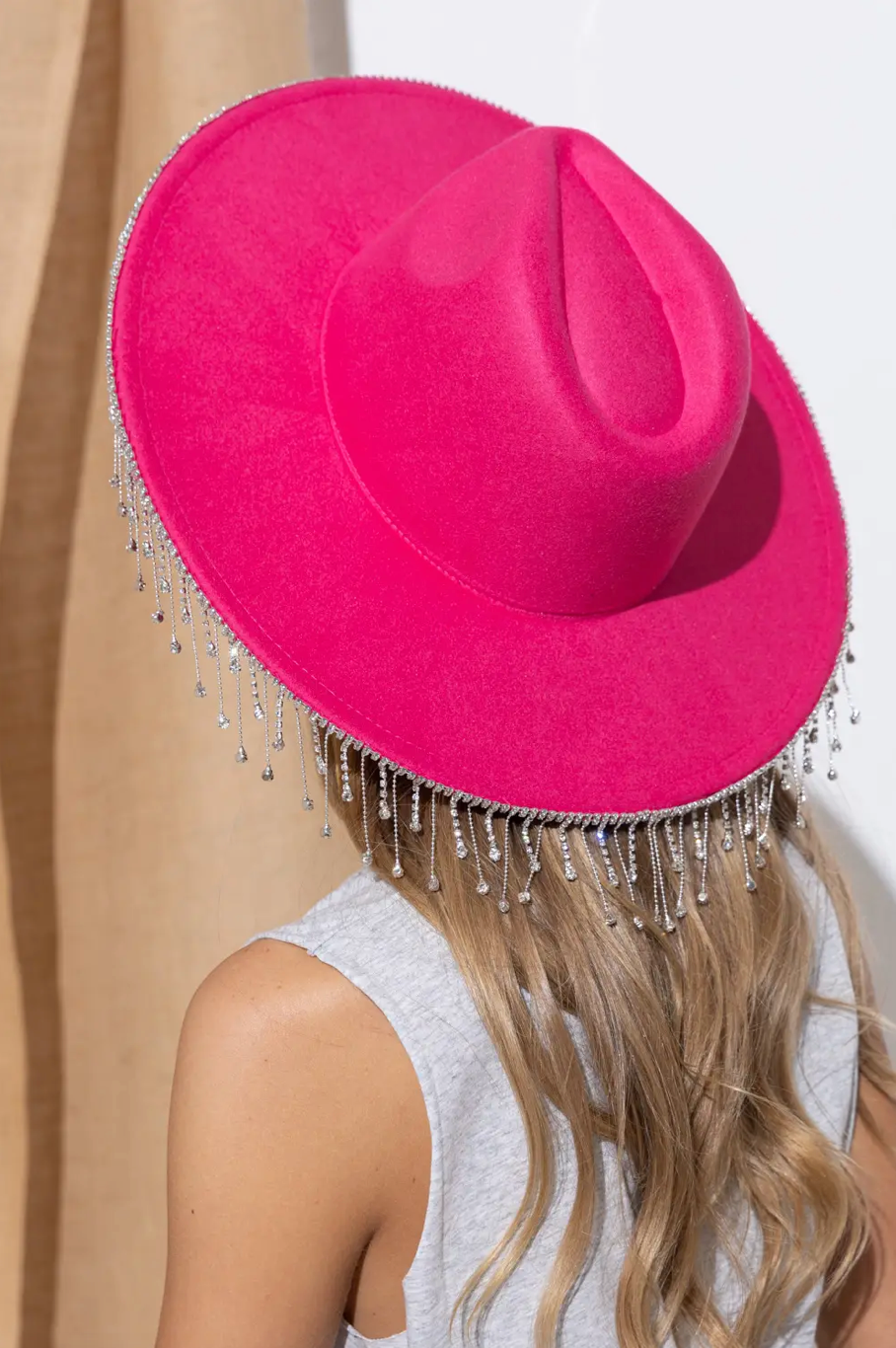 Glam Cowgirl Rhinestone Fringe Hat