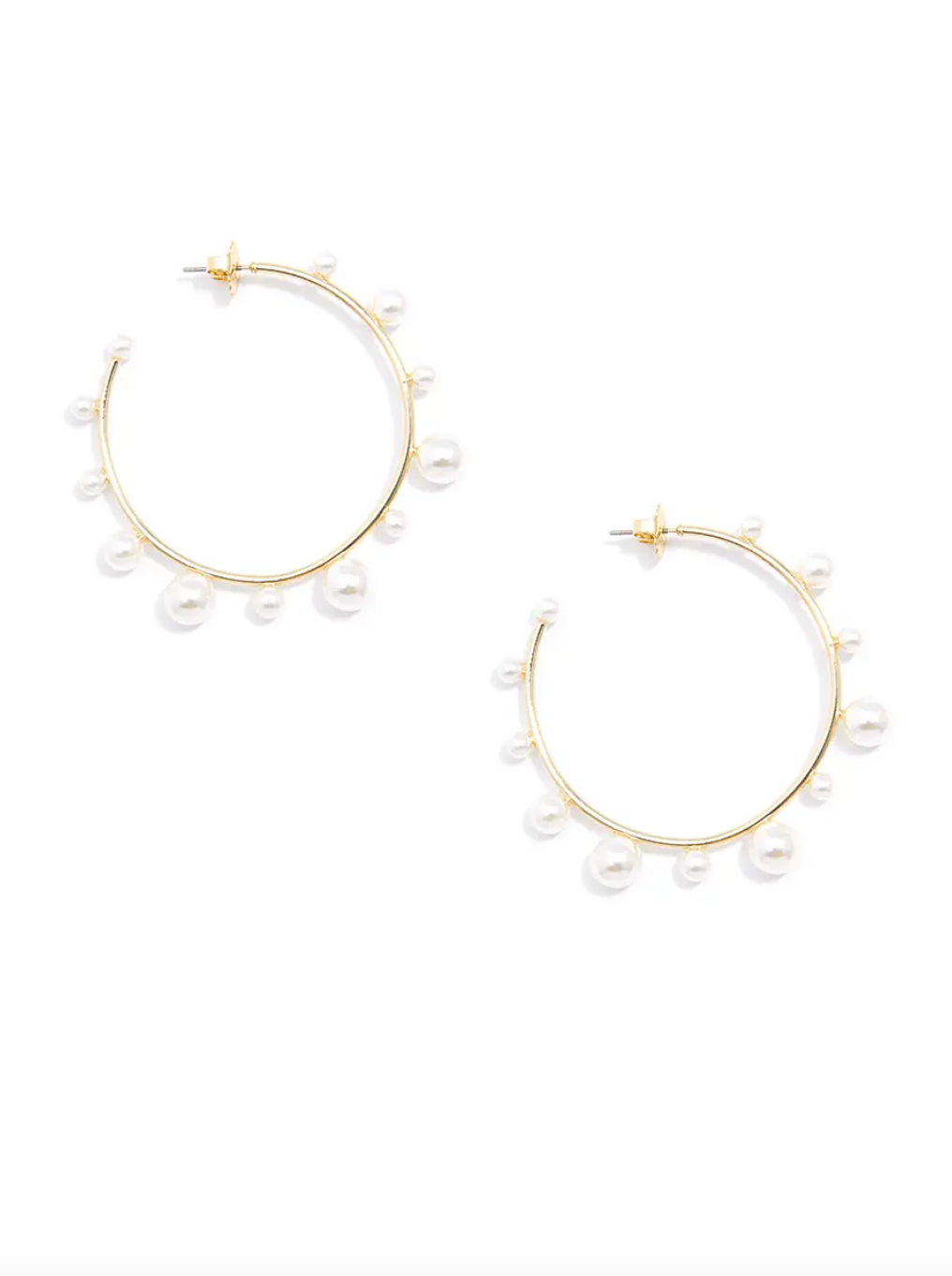 Gold Pearl Hoop Earrings