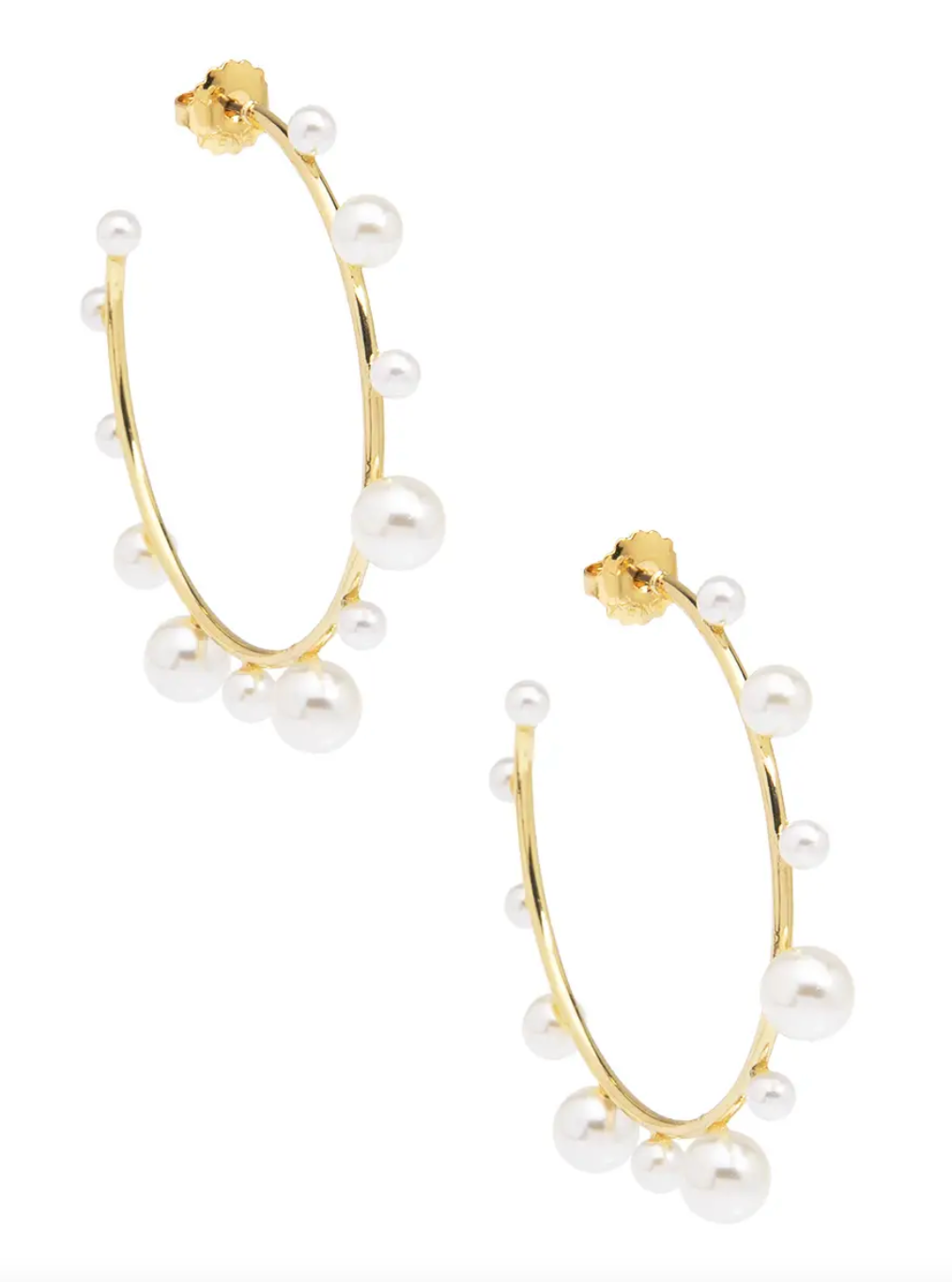Gold Pearl Hoop Earrings