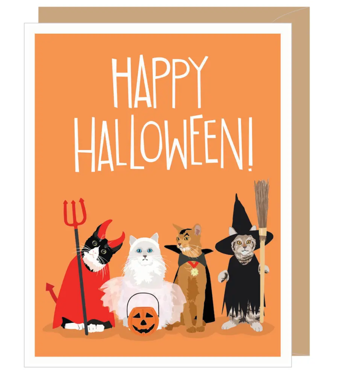 Cat Costumes Happy Halloween Card