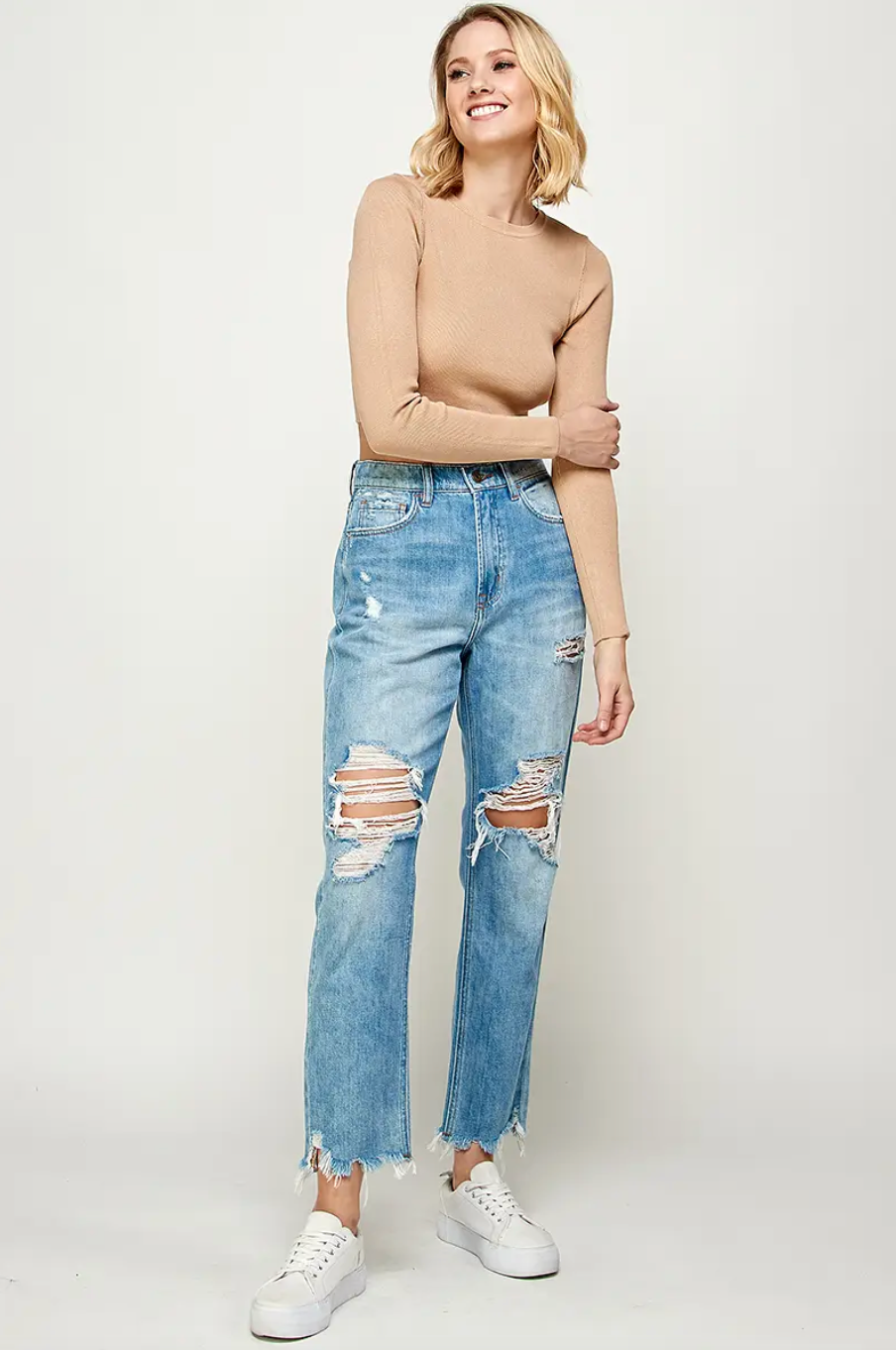 High Rise Ripped Jeans