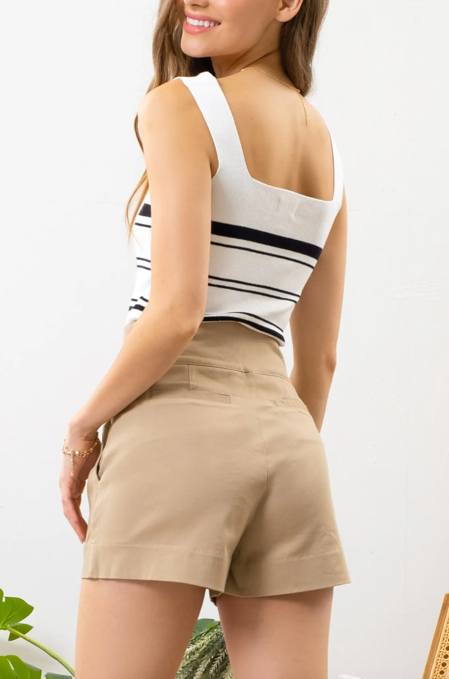 High Waisted Front Tie Shorts