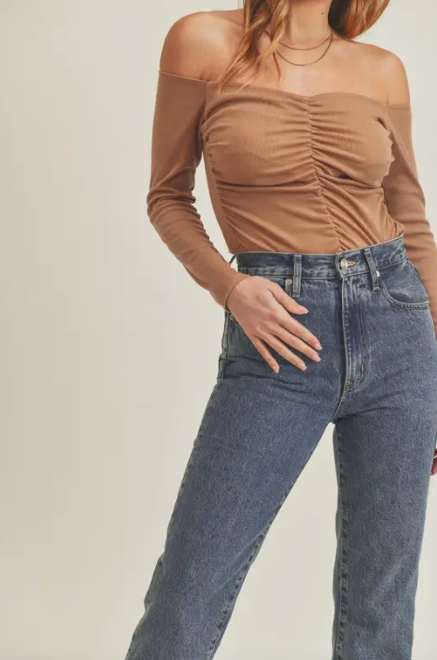 Off Shoulder Ruched Bodysuit