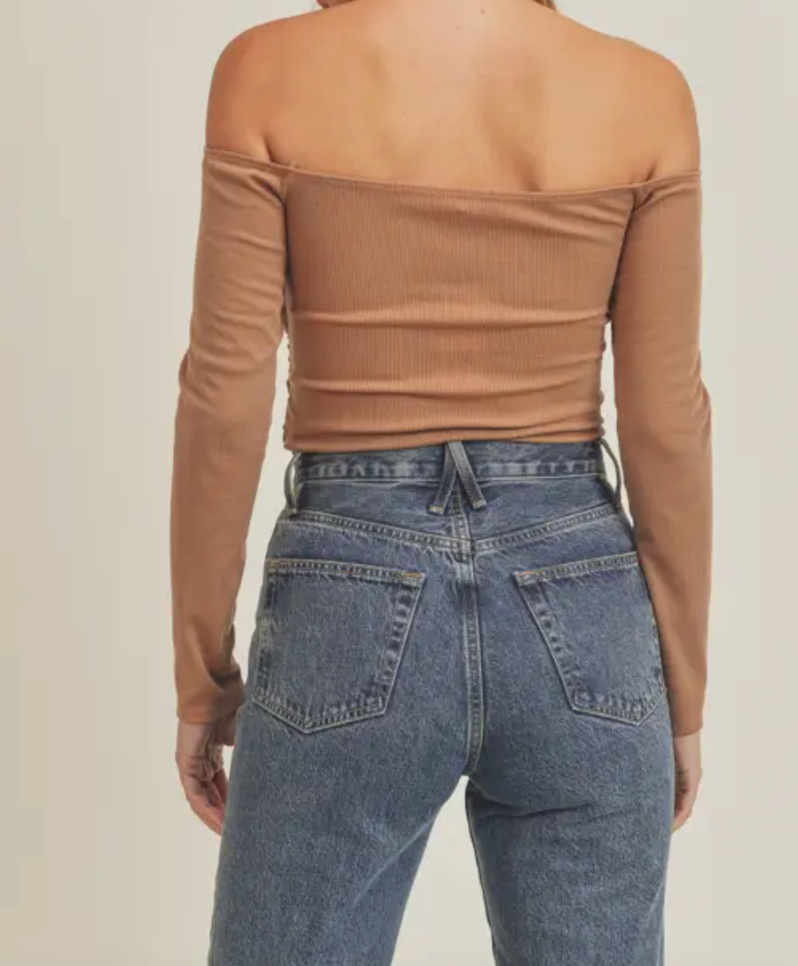Off Shoulder Ruched Bodysuit