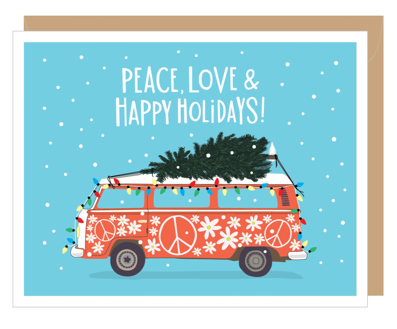 Peace, Love, & Happy Holidays Horizontal Card