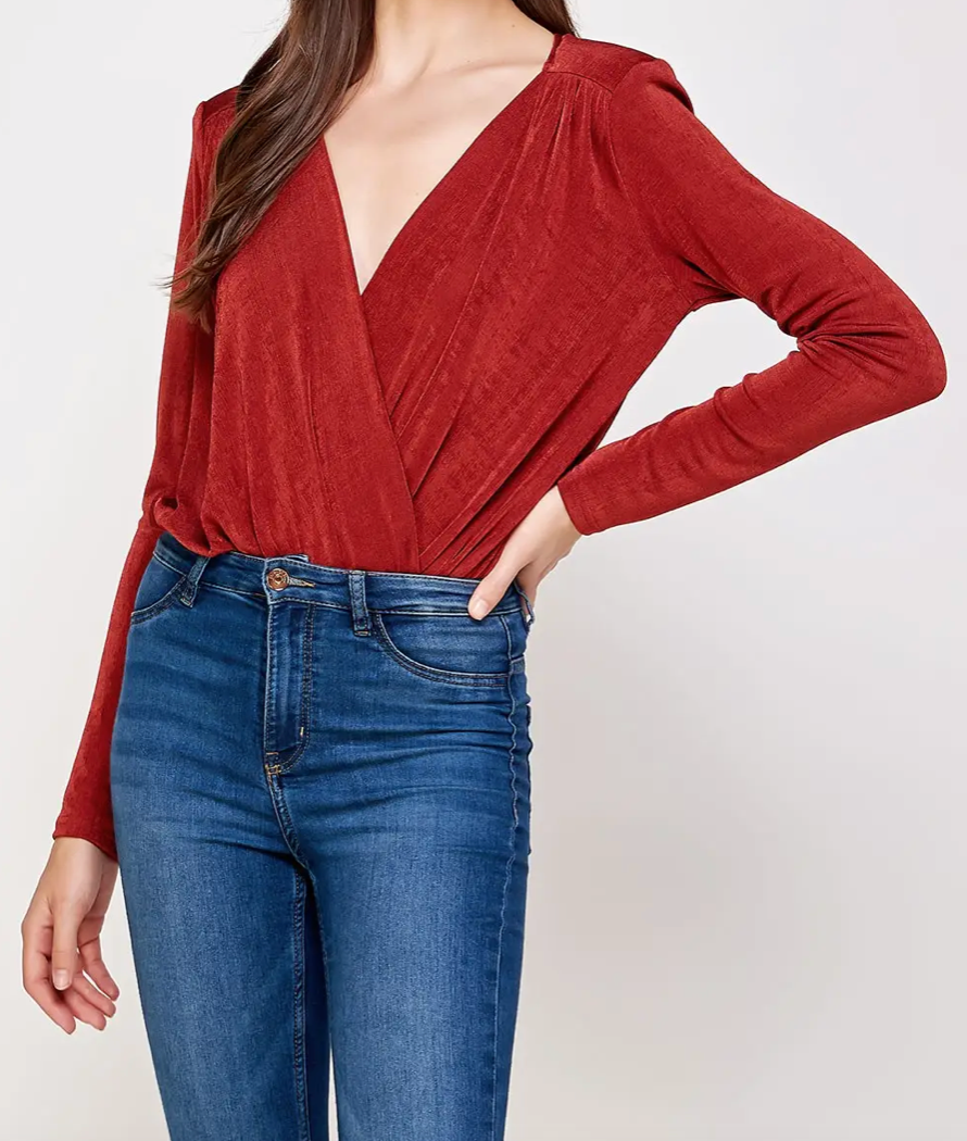 Ruched Shimmer Knit Bodysuit