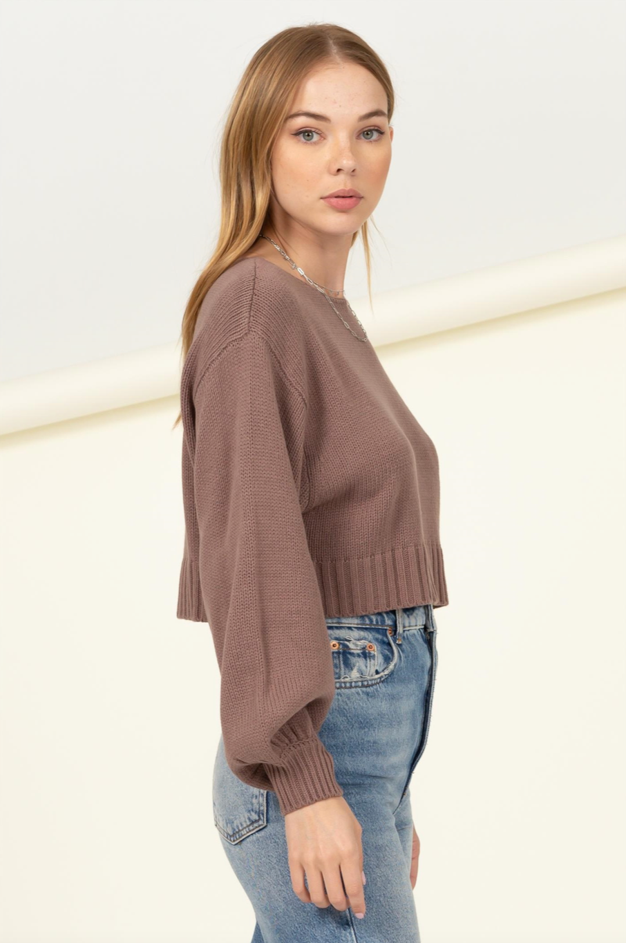 Shelby Puff Sleeve Cropped Sweater