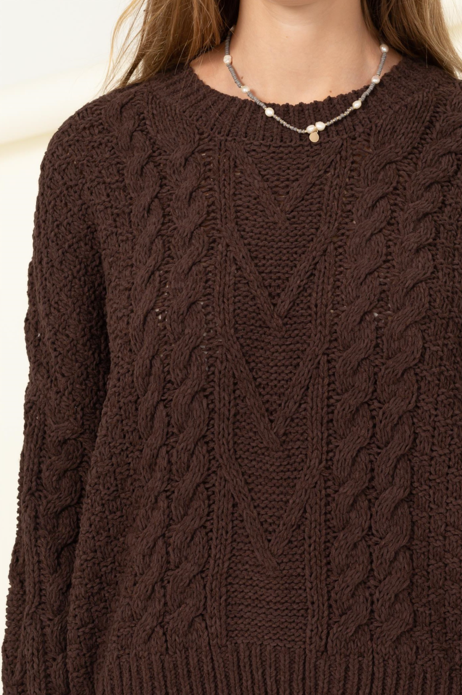 Kayla Cable Knit Long Sleeve Sweater