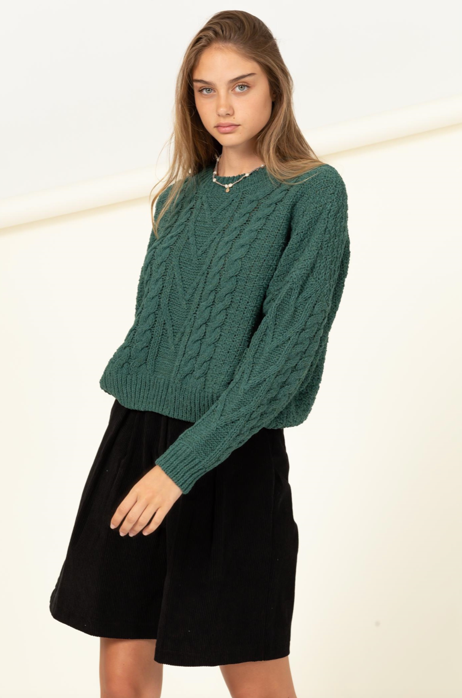 Kayla Cable Knit Long Sleeve Sweater