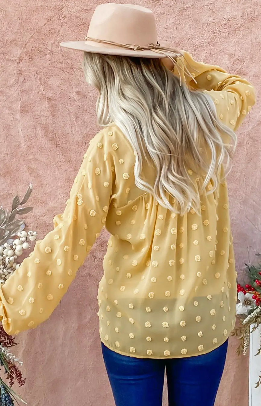 Swiss Dot V Neck Blouse
